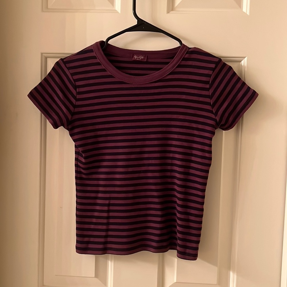 Brandy Melville John Galt purple and black striped tee